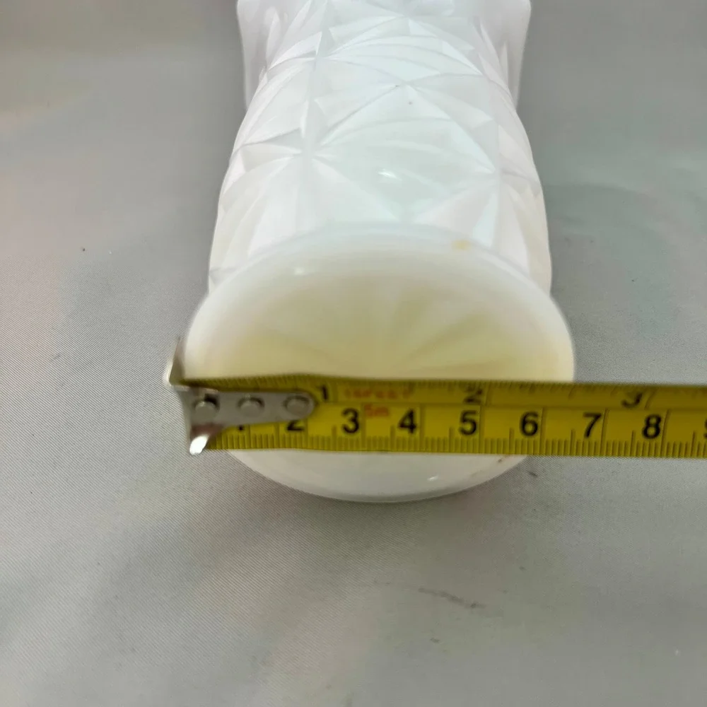 Hazel-Atlas Milk Glass Vase Small White Excellent Starburst Scalloped Rim 5.5 in